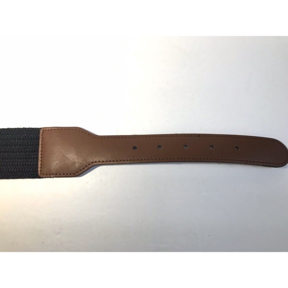 Old Navy Womens Wide Stretch Waist Belt Black Faux Leather Tan Medium Large M L - Picture 6 of 12